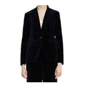 Theory Stretch Velvet Riding Blazer in Baltic 8 NWT